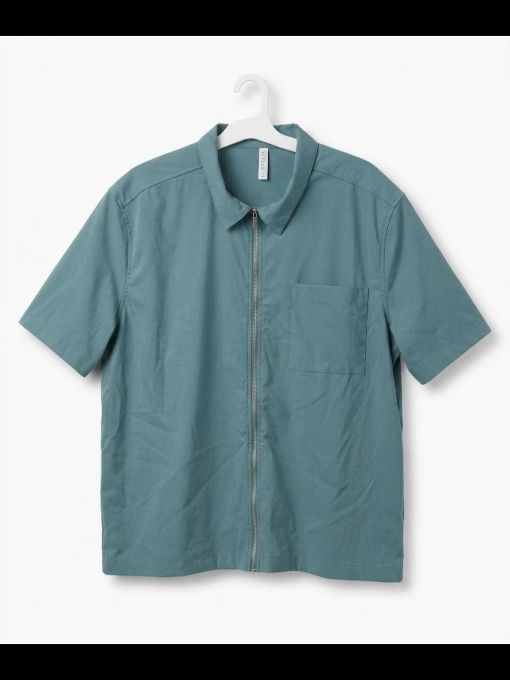 Stylus Men's Zip Front Short Sleeve Shirt - Blue Spruce - Size XL - Performance